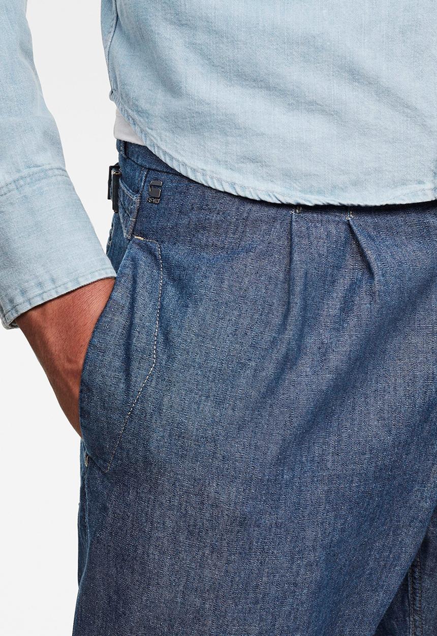 G-STAR - Varve relaxed fit pleated chino - faded navy