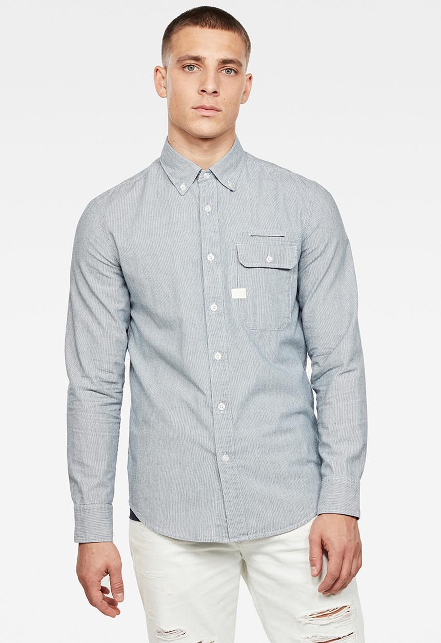 G-STAR - Bristum flap button down slim fit shirt - blue