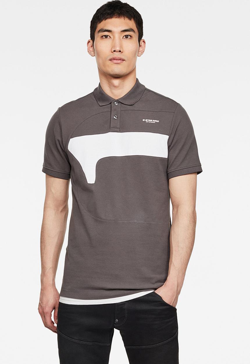 G-STAR - Cut & sewn graphic slim fit polo - grey