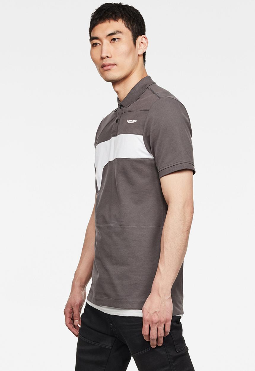 G-STAR - Cut & sewn graphic slim fit polo - grey