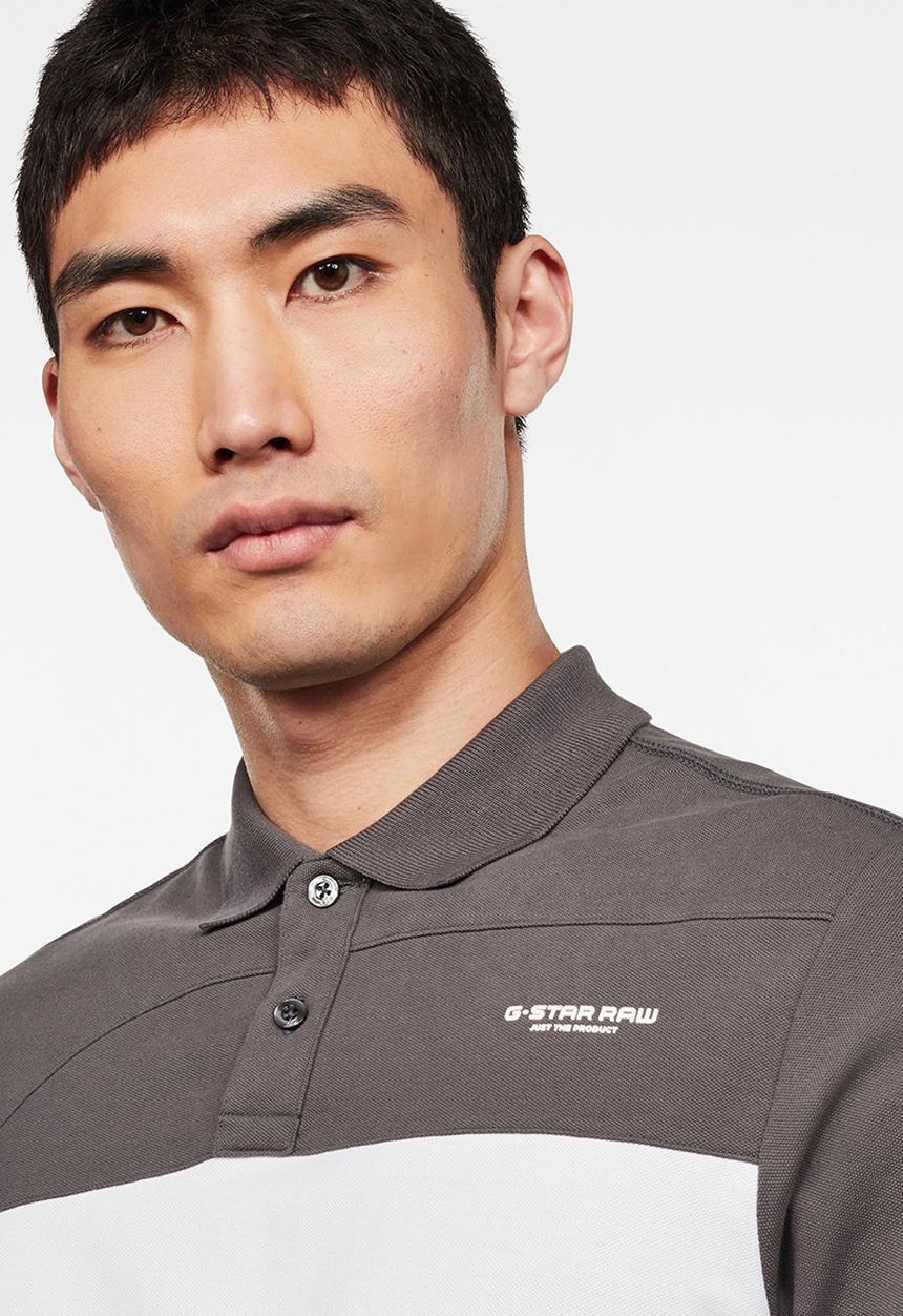 G-STAR - Cut & sewn graphic slim fit polo - grey