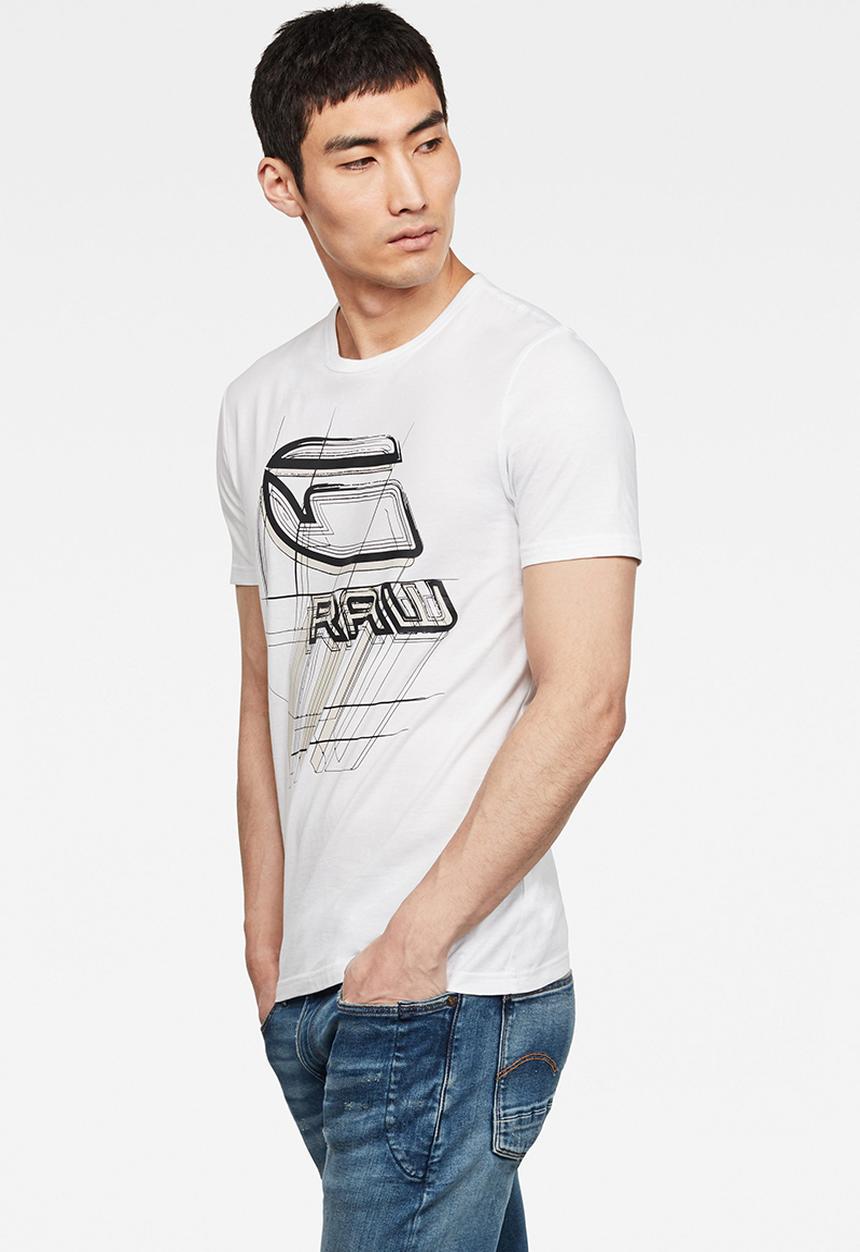 G-STAR - Perspective logo gr slim fit tee - white