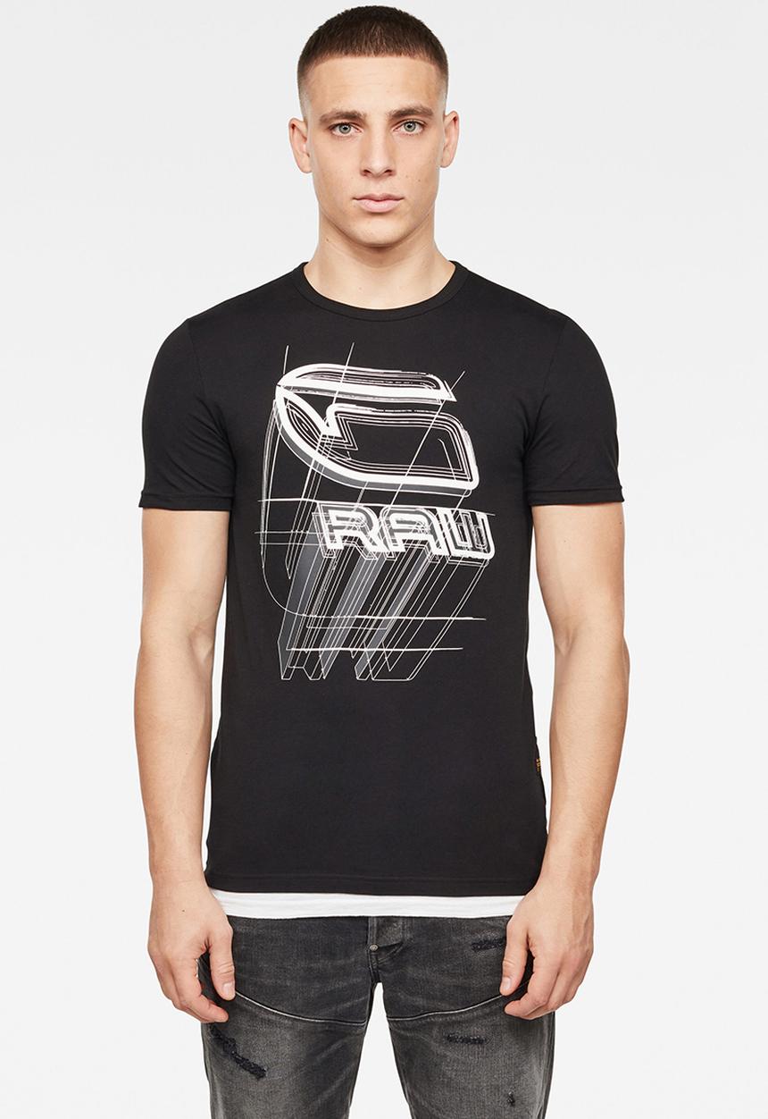 G-STAR - Perspective logo graphic slim fit tee - black