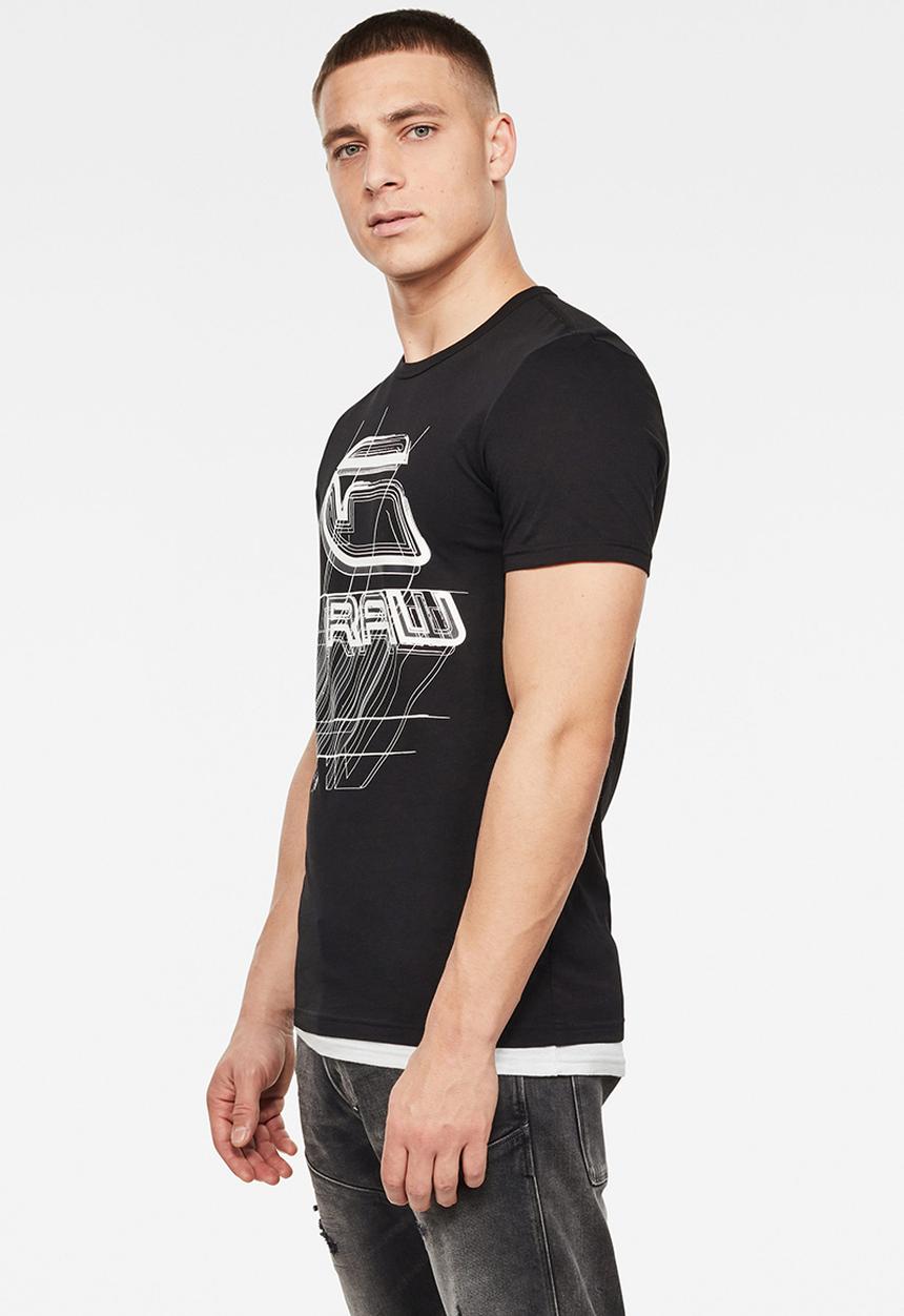 G-STAR - Perspective logo graphic slim fit tee - black