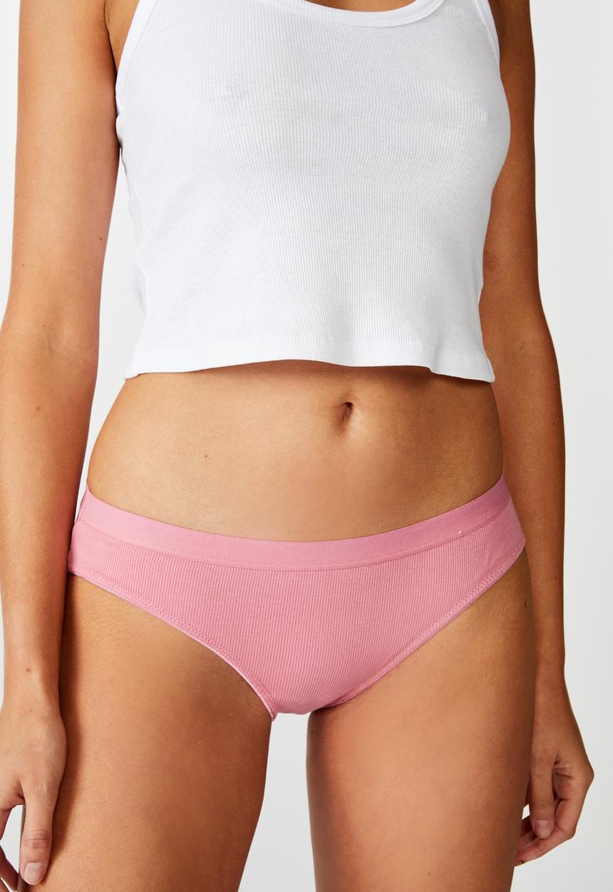 Cotton On - Cotton rib bikini brief - pink