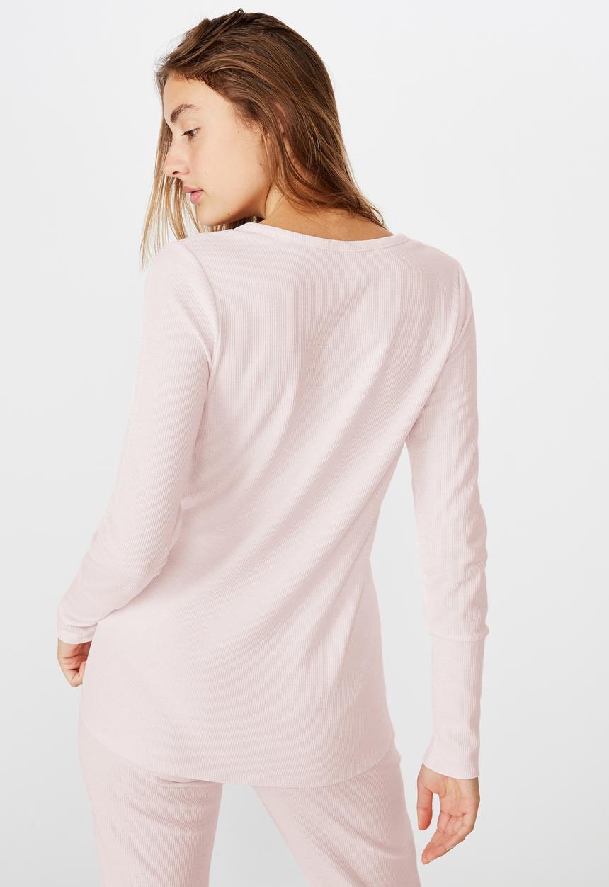 Cotton On - Waffle Henley/long john set - crystal pink marle