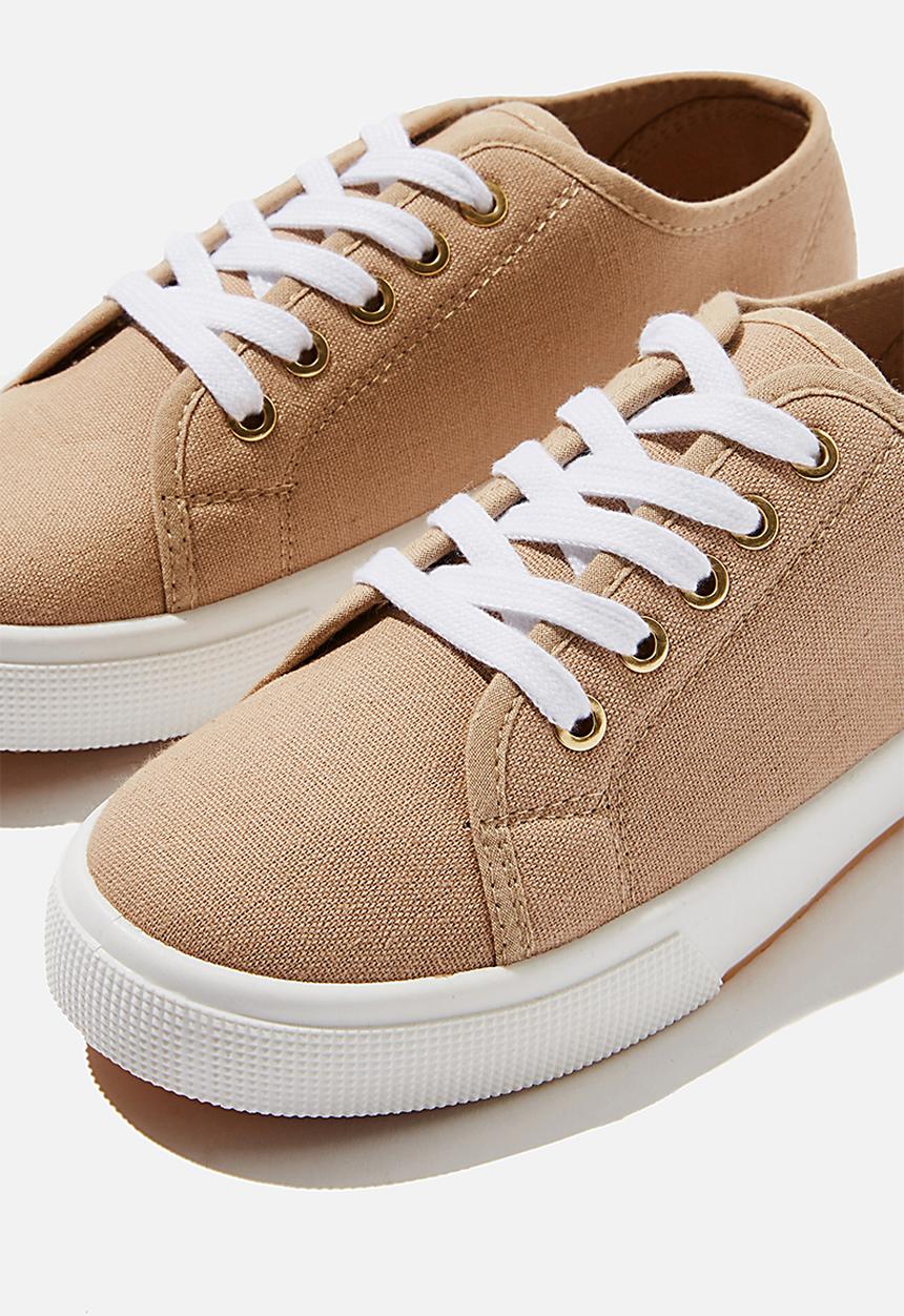 Cotton On - Lisa lace up plimsoll - stone