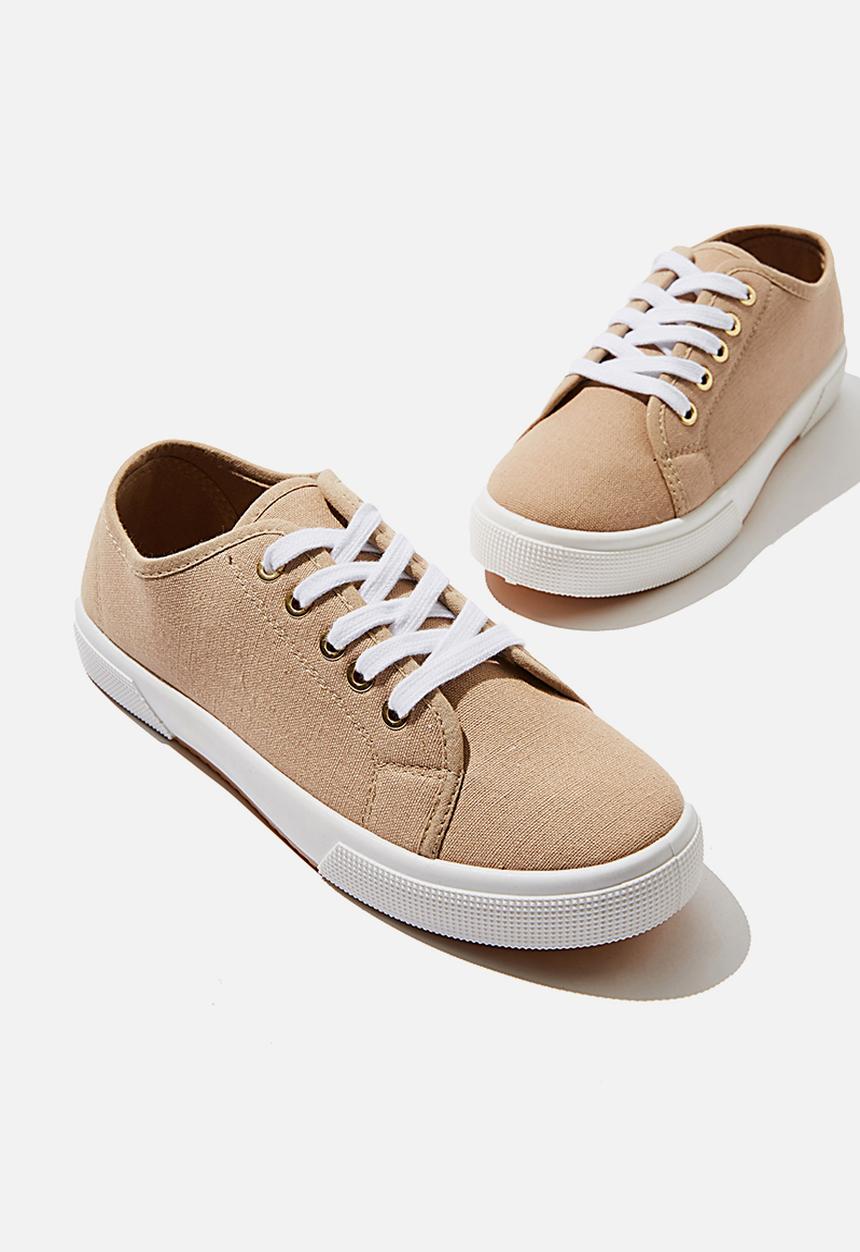Cotton On - Lisa lace up plimsoll - stone
