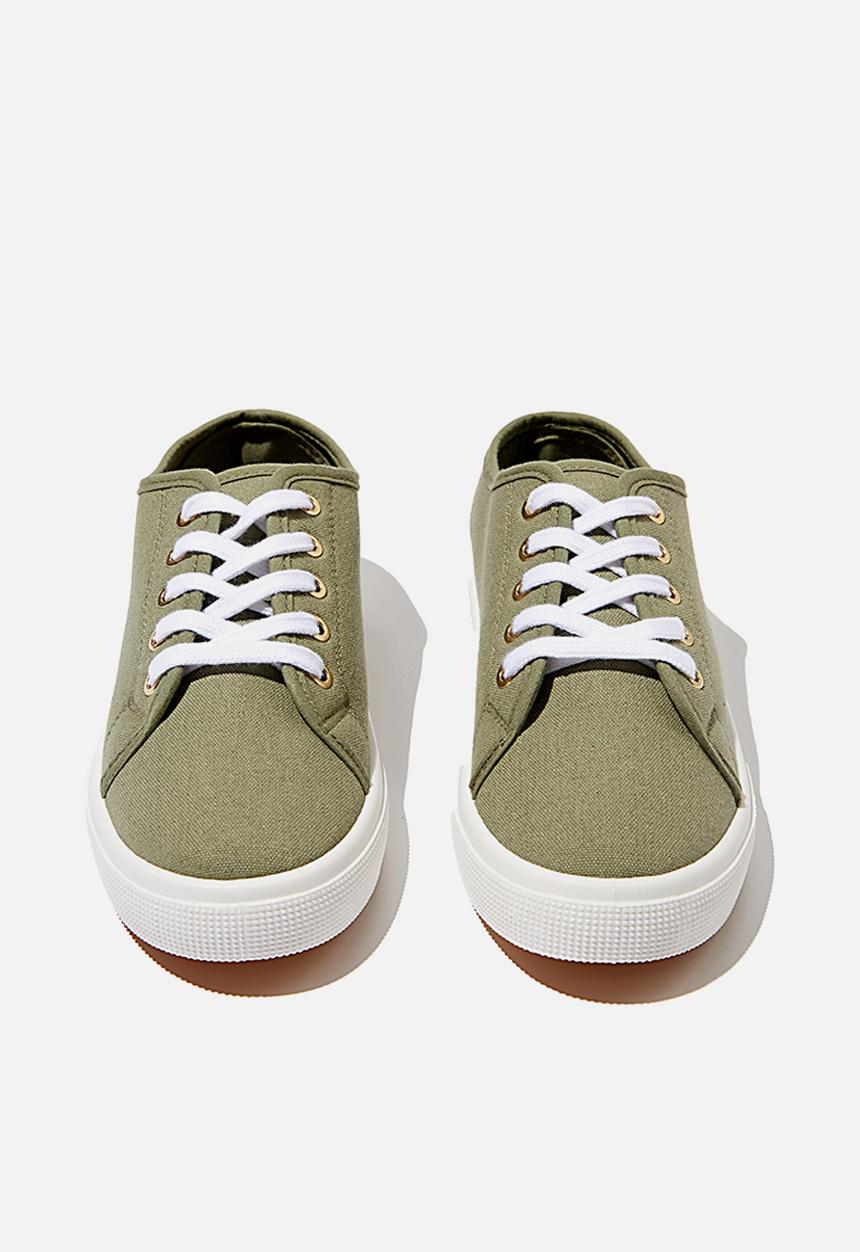 Cotton On - Lisa lace up plimsoll - khaki