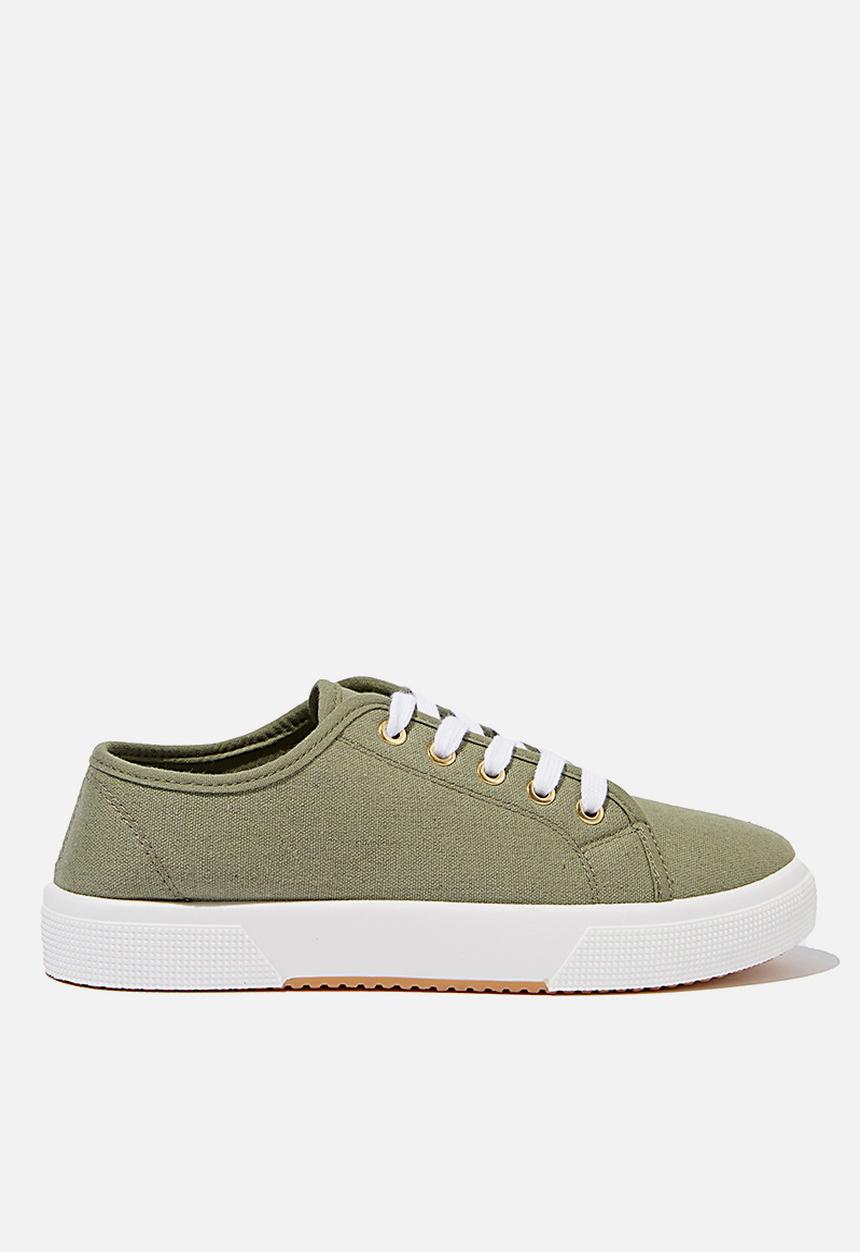 Cotton On - Lisa lace up plimsoll - khaki