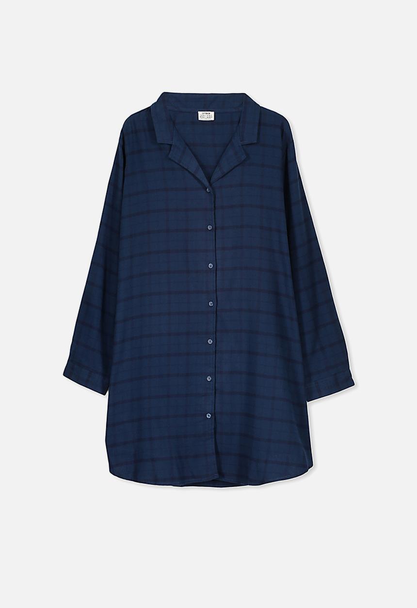 Cotton On - Curve flannel nightie - simple navy check