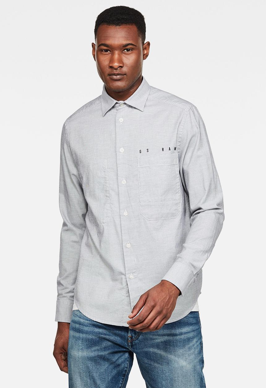 G-STAR - Dowl straight fit long sleeve shirt - white/mazarine blue oxford