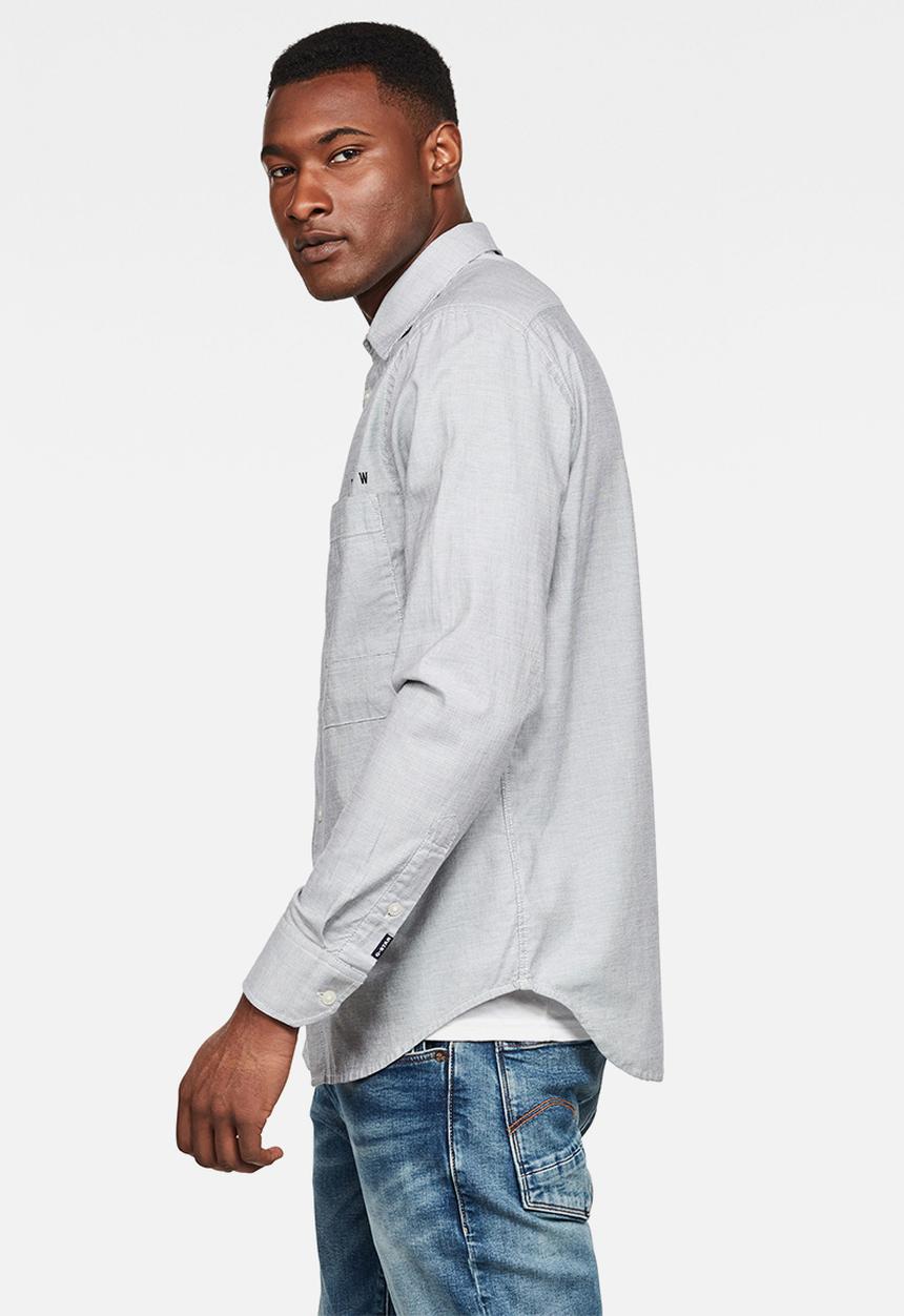 G-STAR - Dowl straight fit long sleeve shirt - white/mazarine blue oxford