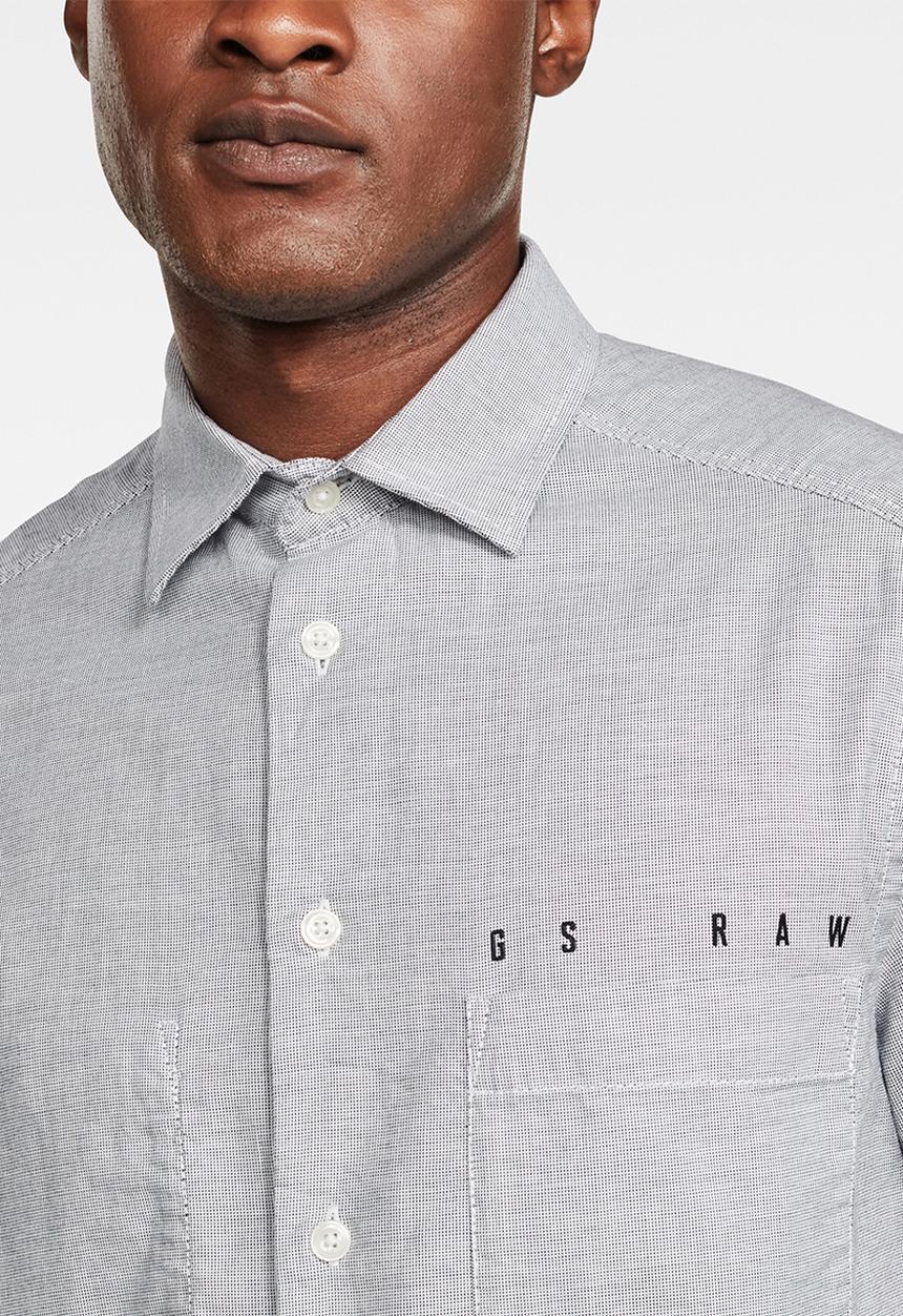 G-STAR - Dowl straight fit long sleeve shirt - white/mazarine blue oxford