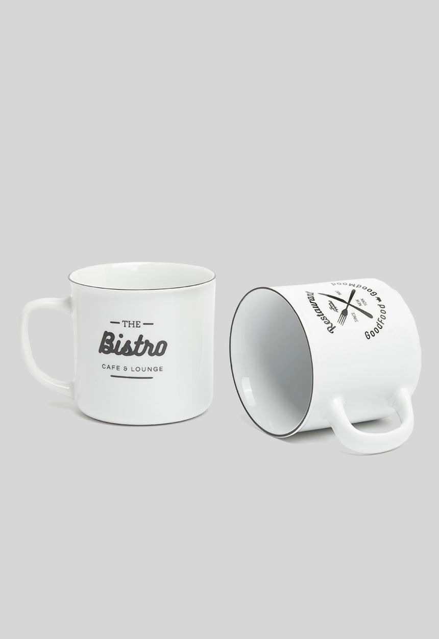 Excellent Houseware - Typo mug set of 3 - black & white