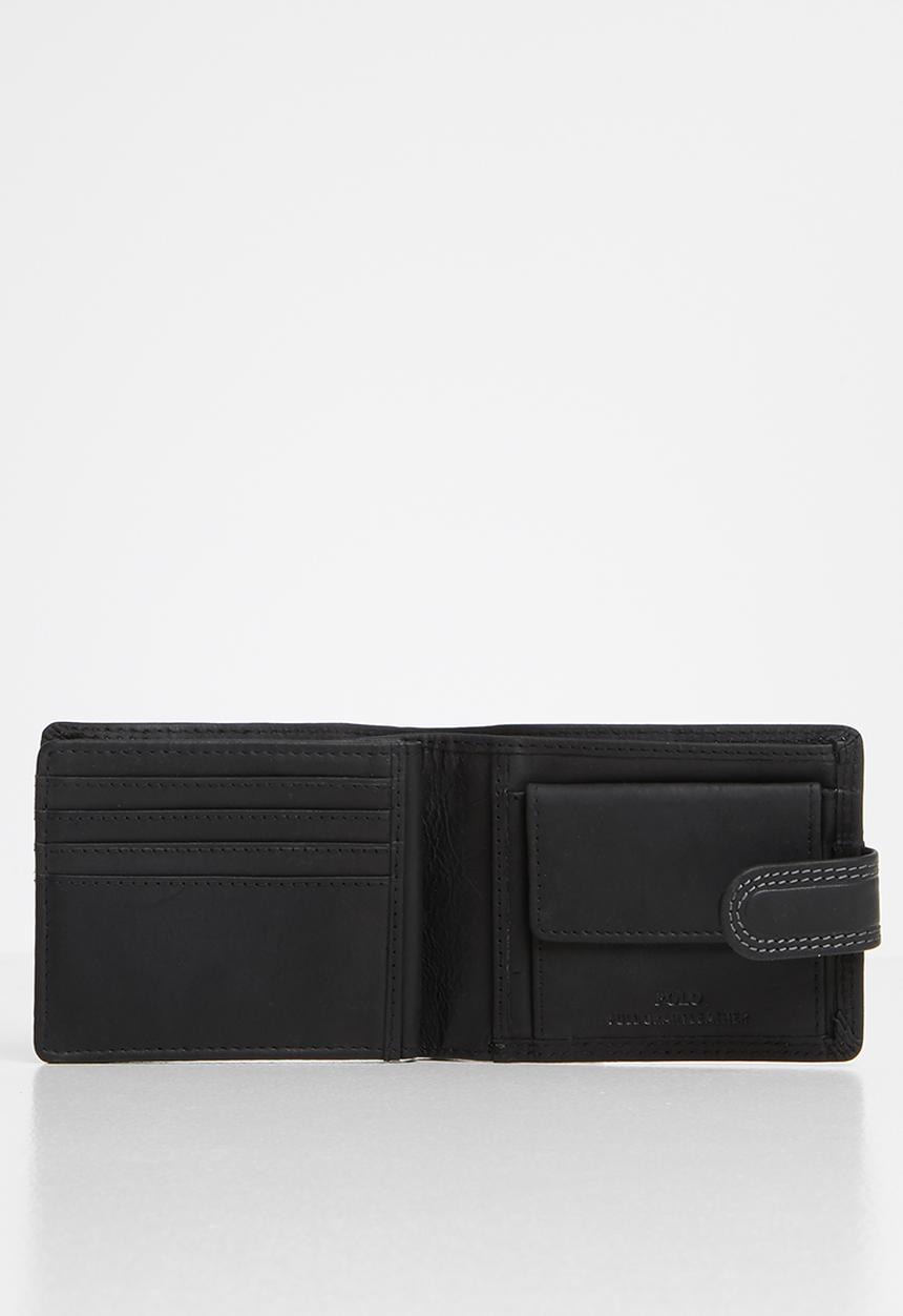 POLO - Tuscany leather tab wallet - black