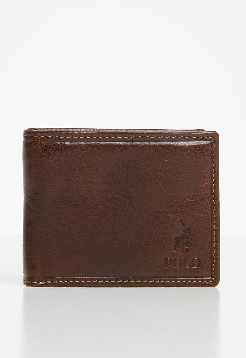 POLO - Hamilton coin billfold with top card flap - brown