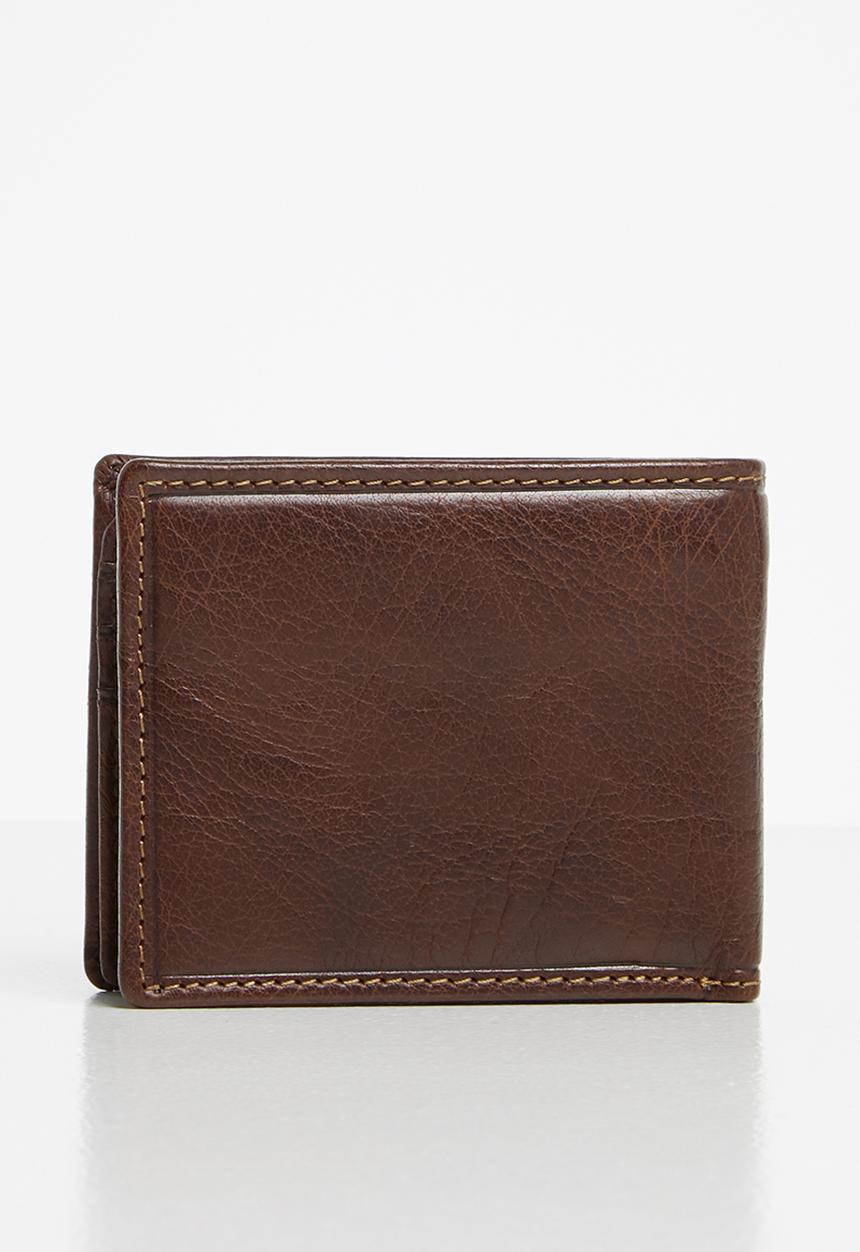 POLO - Hamilton coin billfold with top card flap - brown