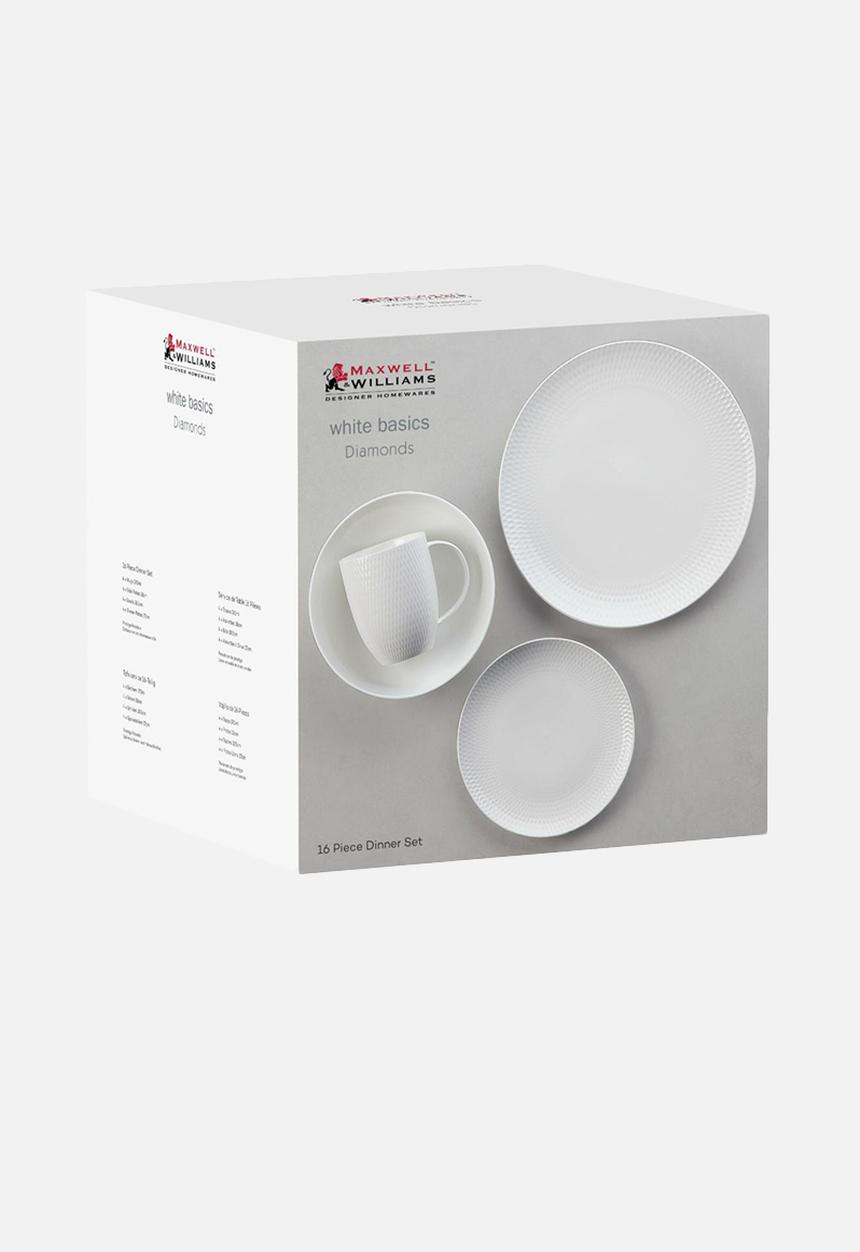 Maxwell & Williams - 16pce diamonds dinnerware set - white