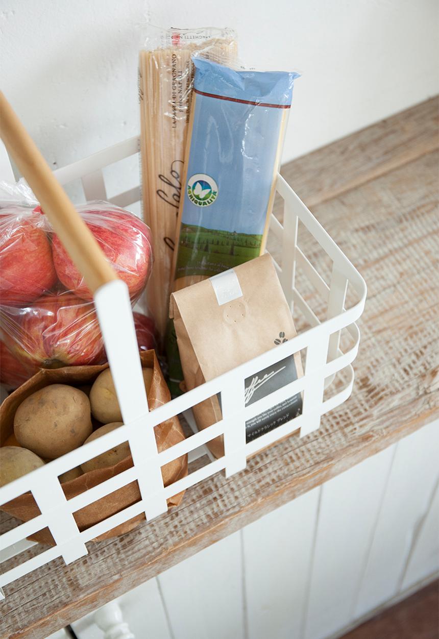 Yamazaki - Tosca basket with wood handle - white 