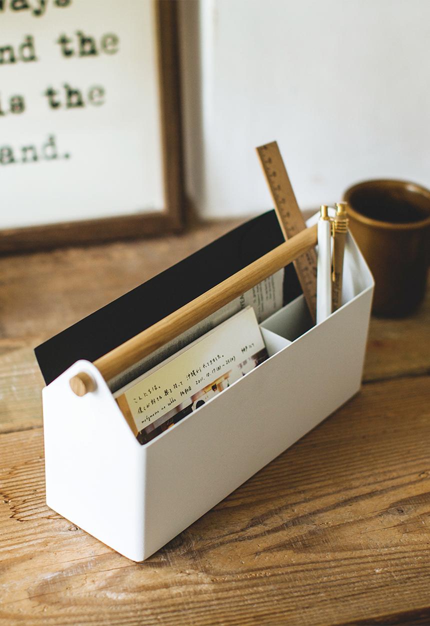 Yamazaki - Tosca pen & letter stand - white & brown 