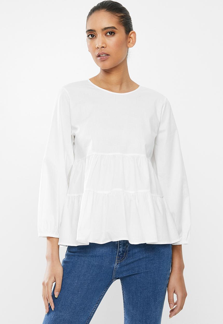 Blake - Tiered top with back detail - white
