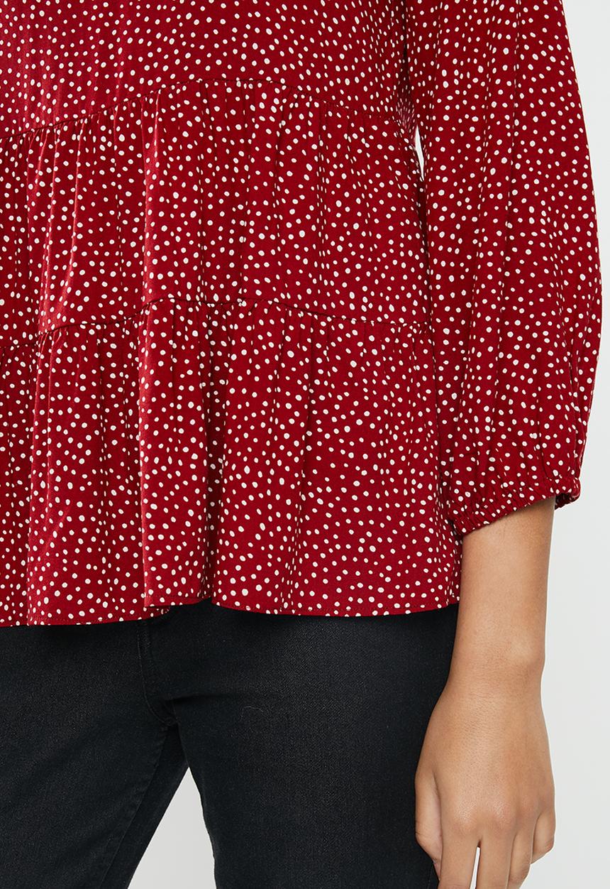 Blake - Tiered top with back detail - red & white