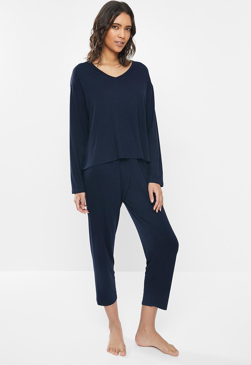 Superbalist - V-neck sleep top & pants set - navy