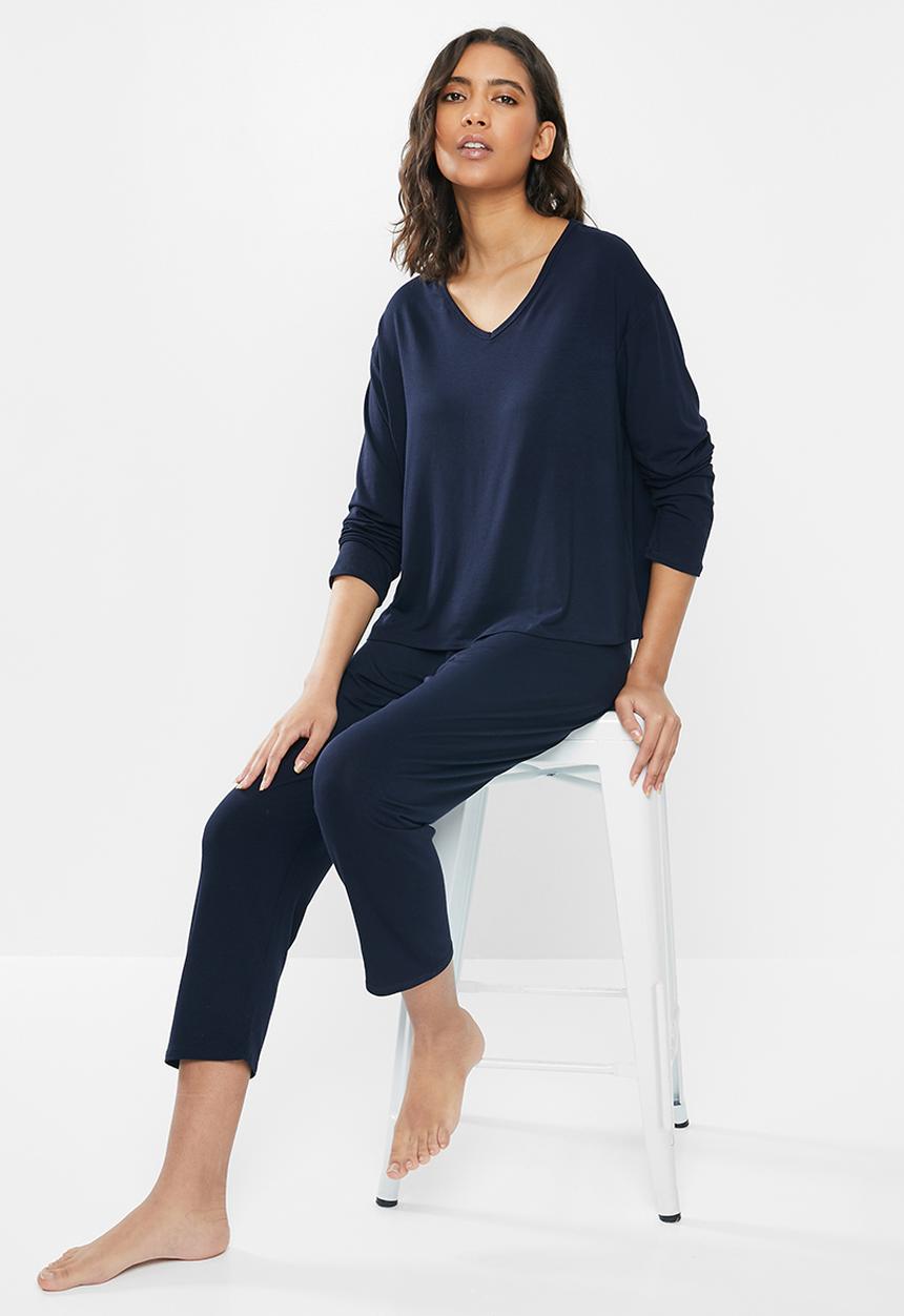 Superbalist - V-neck sleep top & pants set - navy