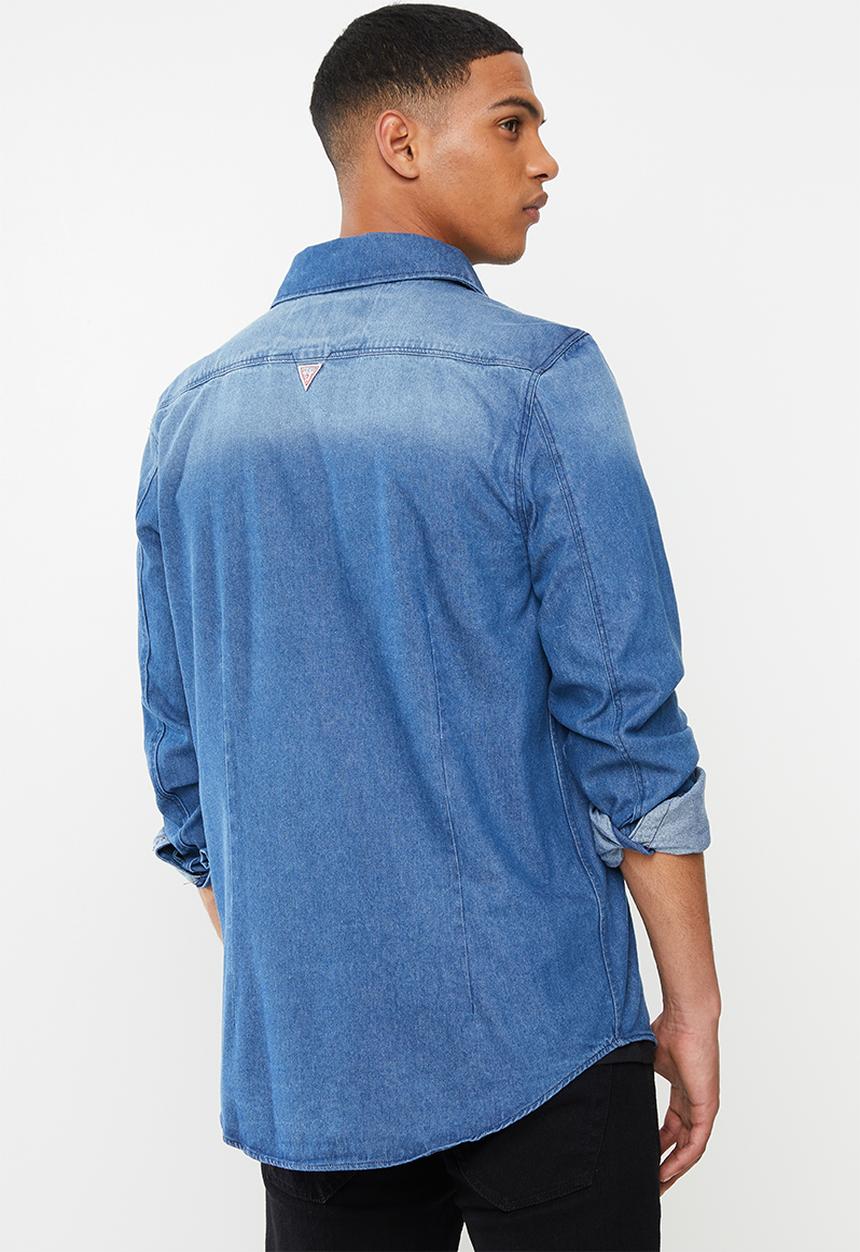 GUESS - Dark wash demin shirt - blue