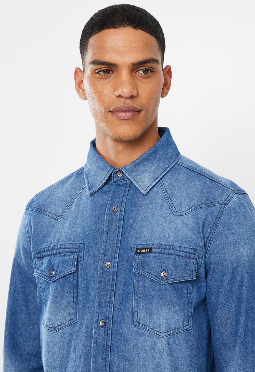 GUESS - Dark wash demin shirt - blue