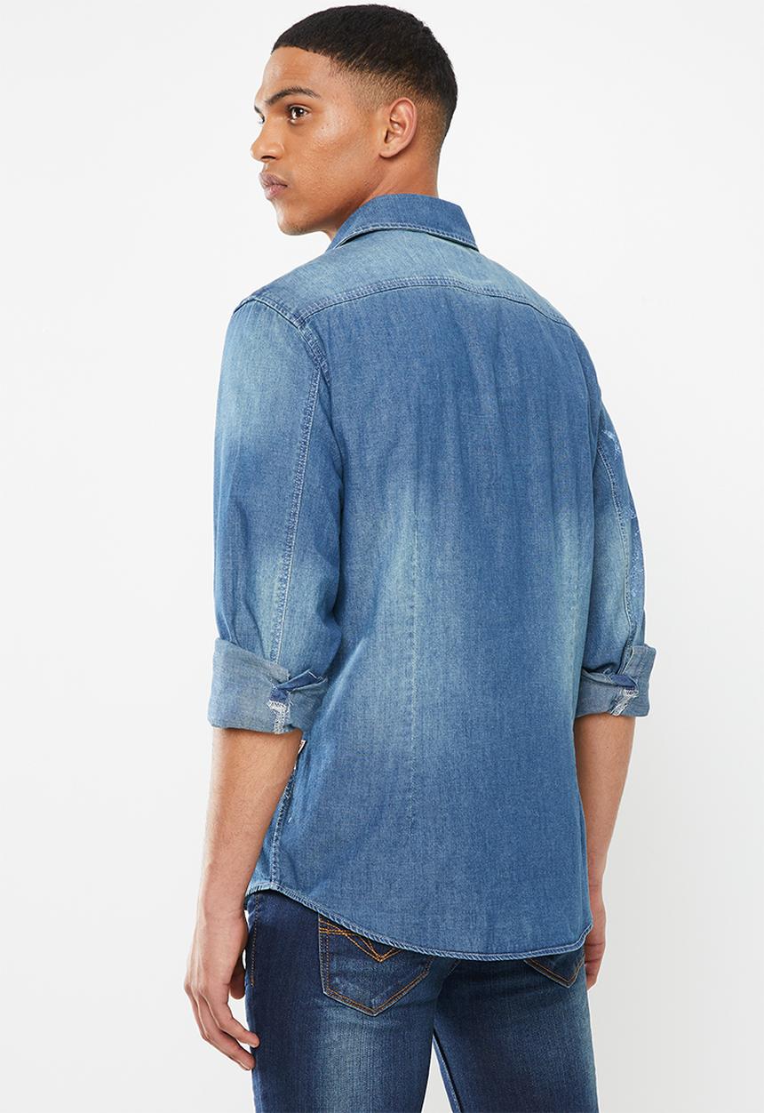 GUESS - Slim fit denim shirt - blue