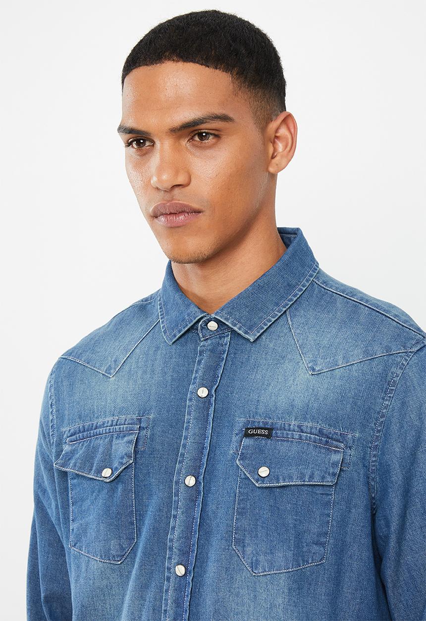 GUESS - Slim fit denim shirt - blue