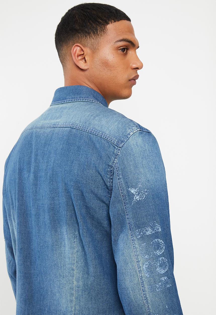 GUESS - Slim fit denim shirt - blue