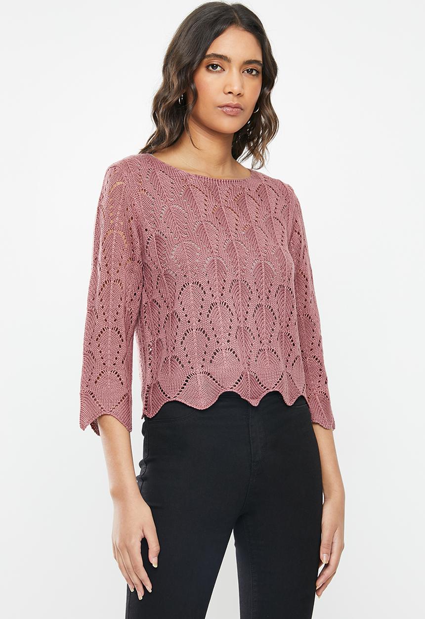 Jacqueline de Yong - Cole cropped pullover knit - mauve