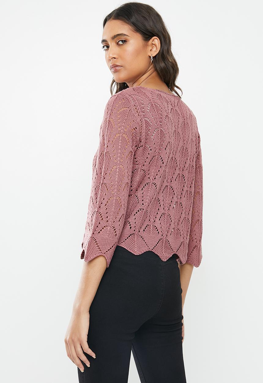 Jacqueline de Yong - Cole cropped pullover knit - mauve