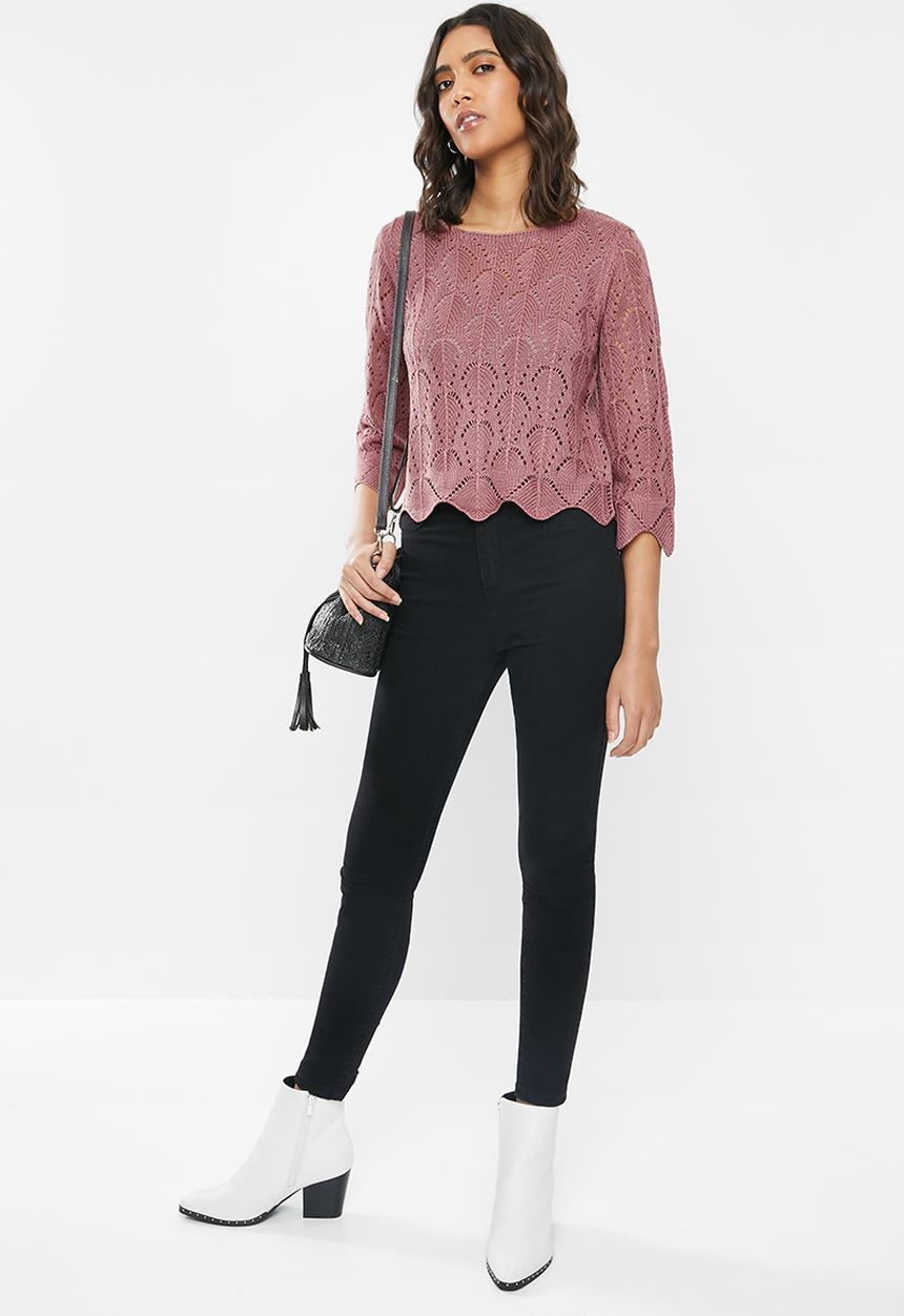 Jacqueline de Yong - Cole cropped pullover knit - mauve