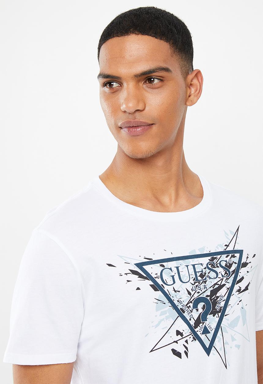 GUESS - Short sleeve Guess splatter triangle tee - white