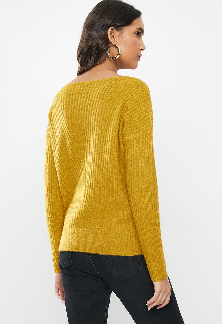 GUESS - Long sleeve Alivia rib asymetrical sweater - yellow