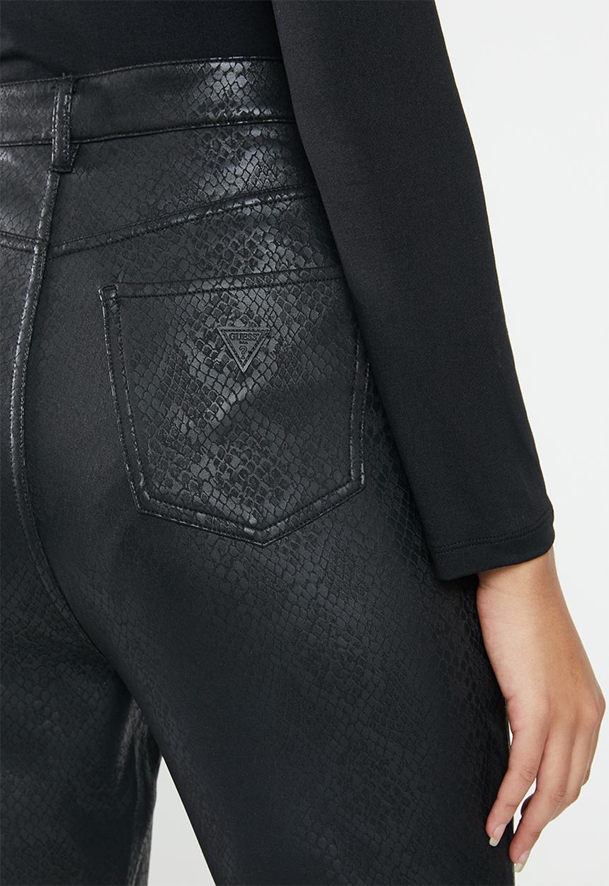 GUESS - Poison python coated pants - black