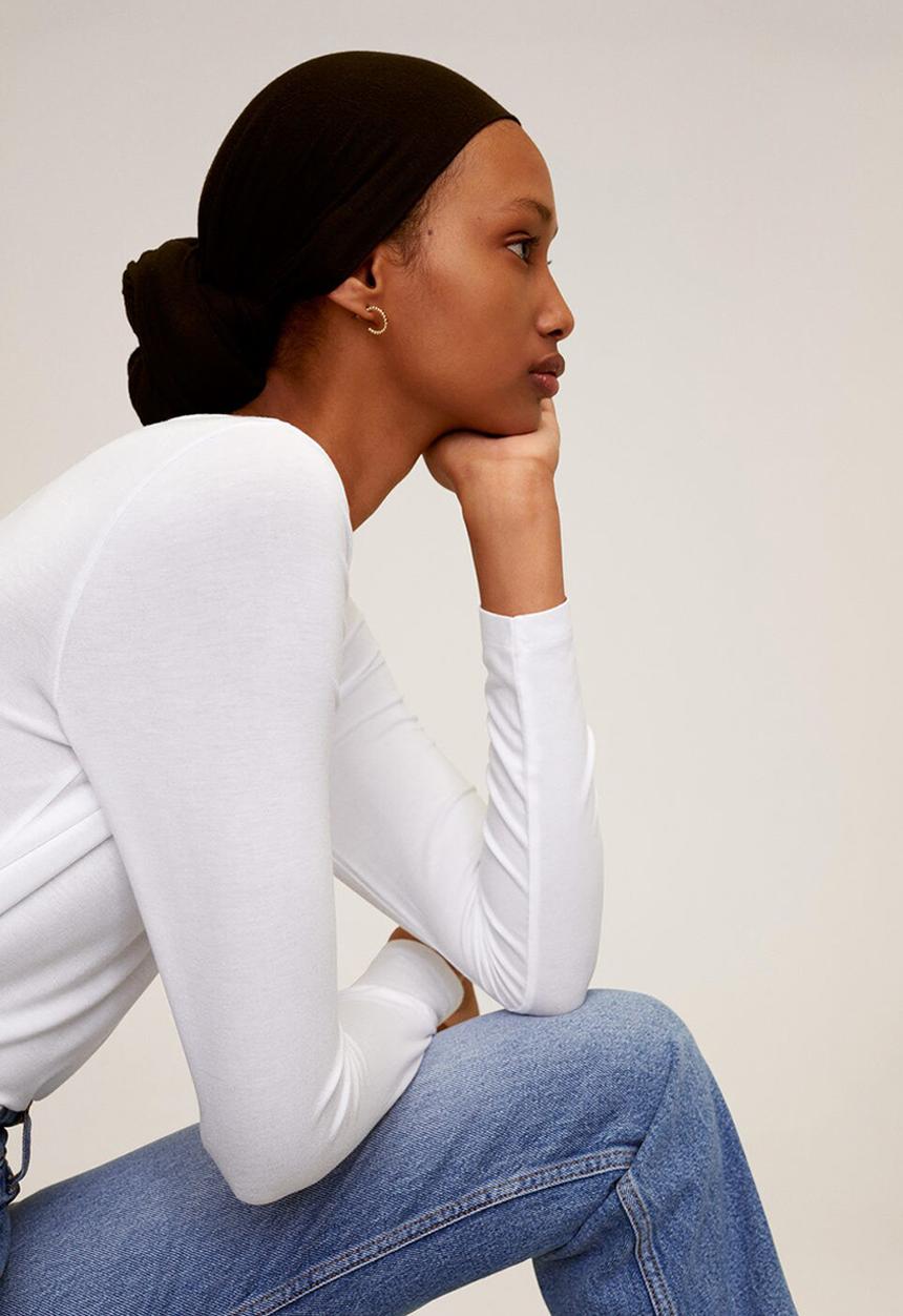 MANGO - T-shirt riboman - white