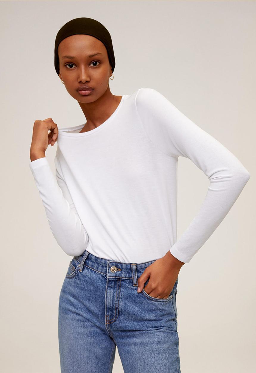 MANGO - T-shirt riboman - white