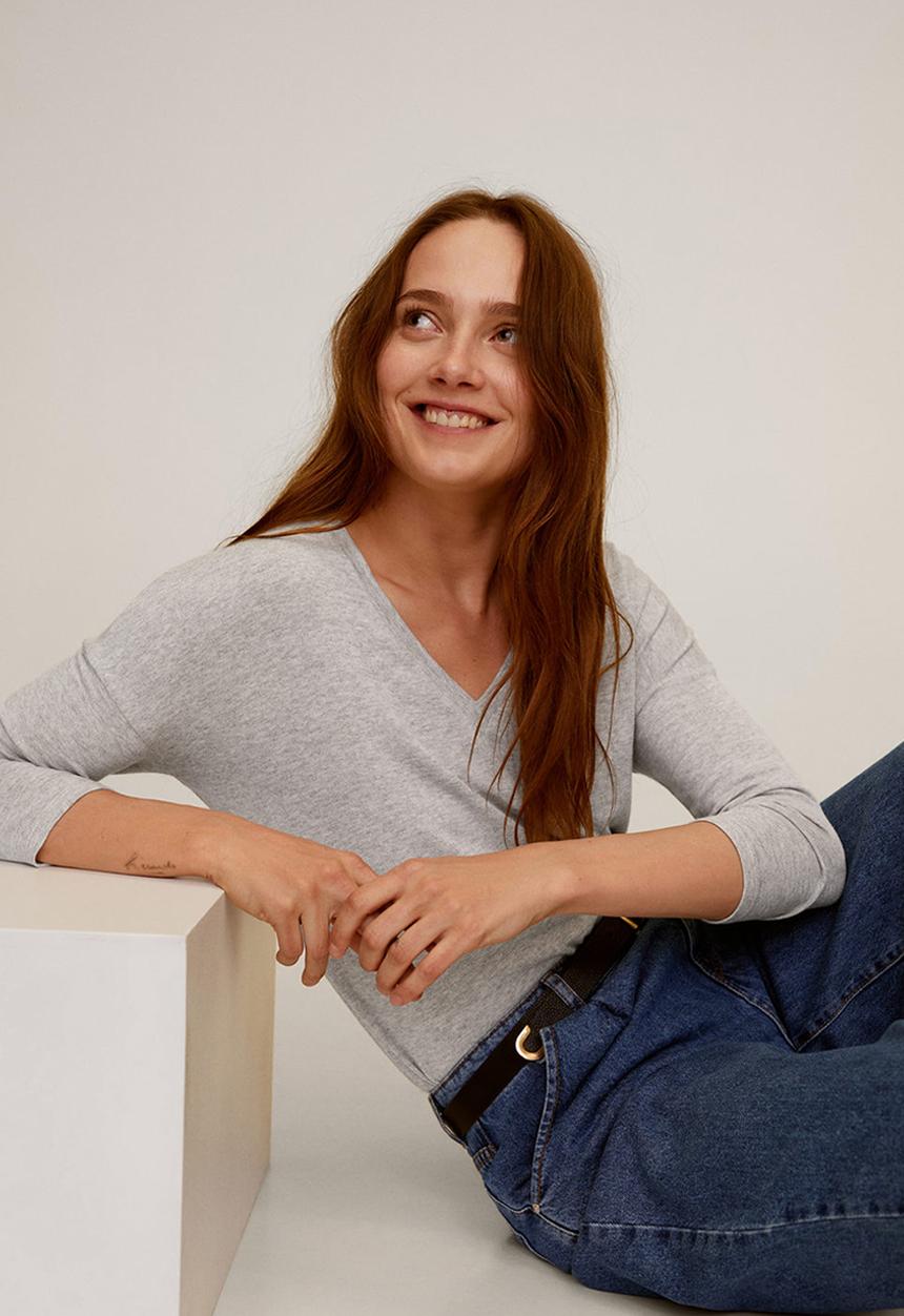 MANGO - T-shirt piki - grey