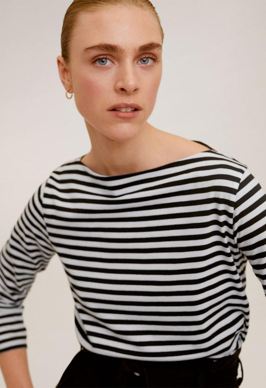 MANGO - T-shirt saco - black & white 