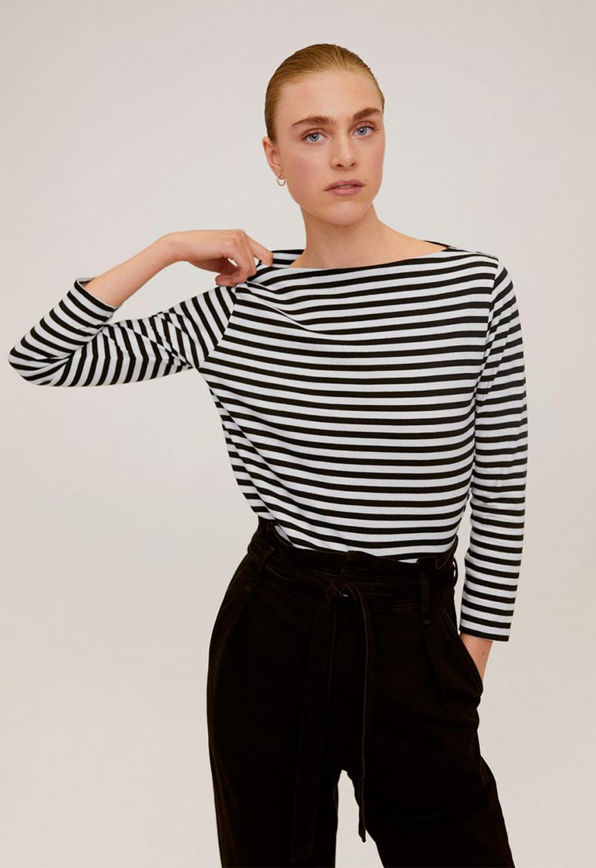 MANGO - T-shirt saco - black & white 