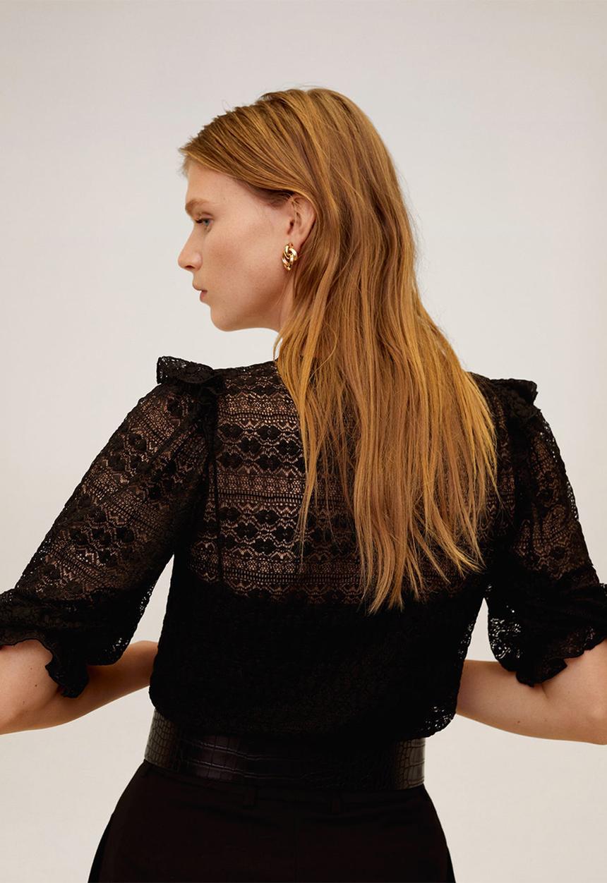 MANGO - T-shirt blonda - black