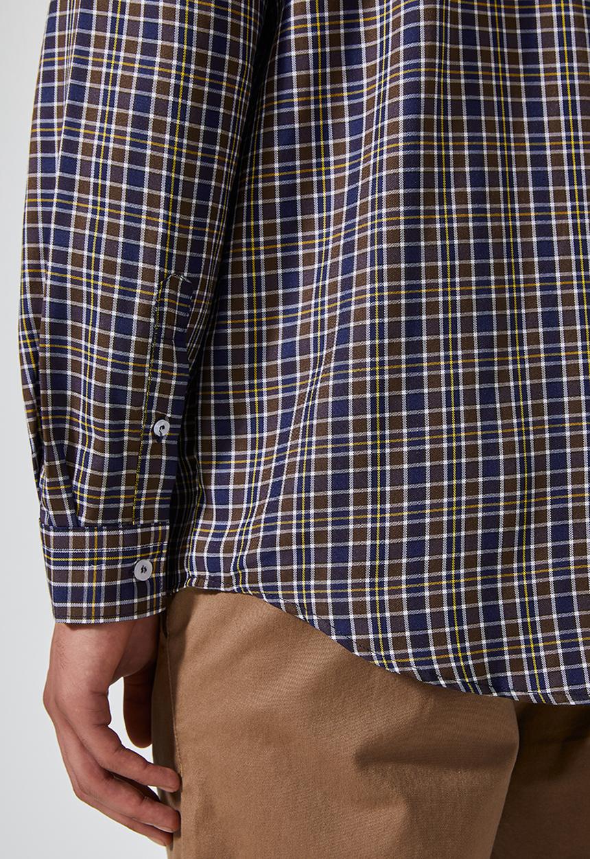Superbalist - Barber regular fit long sleeve oxford shirt - navy & brown