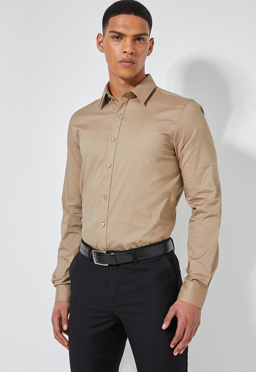 Superbalist - Jos slim fit long sleeve shirt - stone