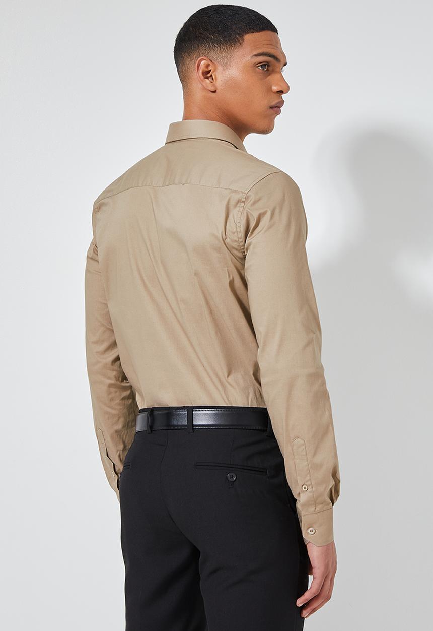 Superbalist - Jos slim fit long sleeve shirt - stone
