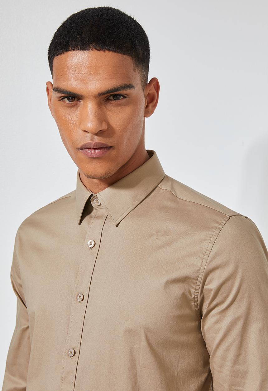 Superbalist - Jos slim fit long sleeve shirt - stone